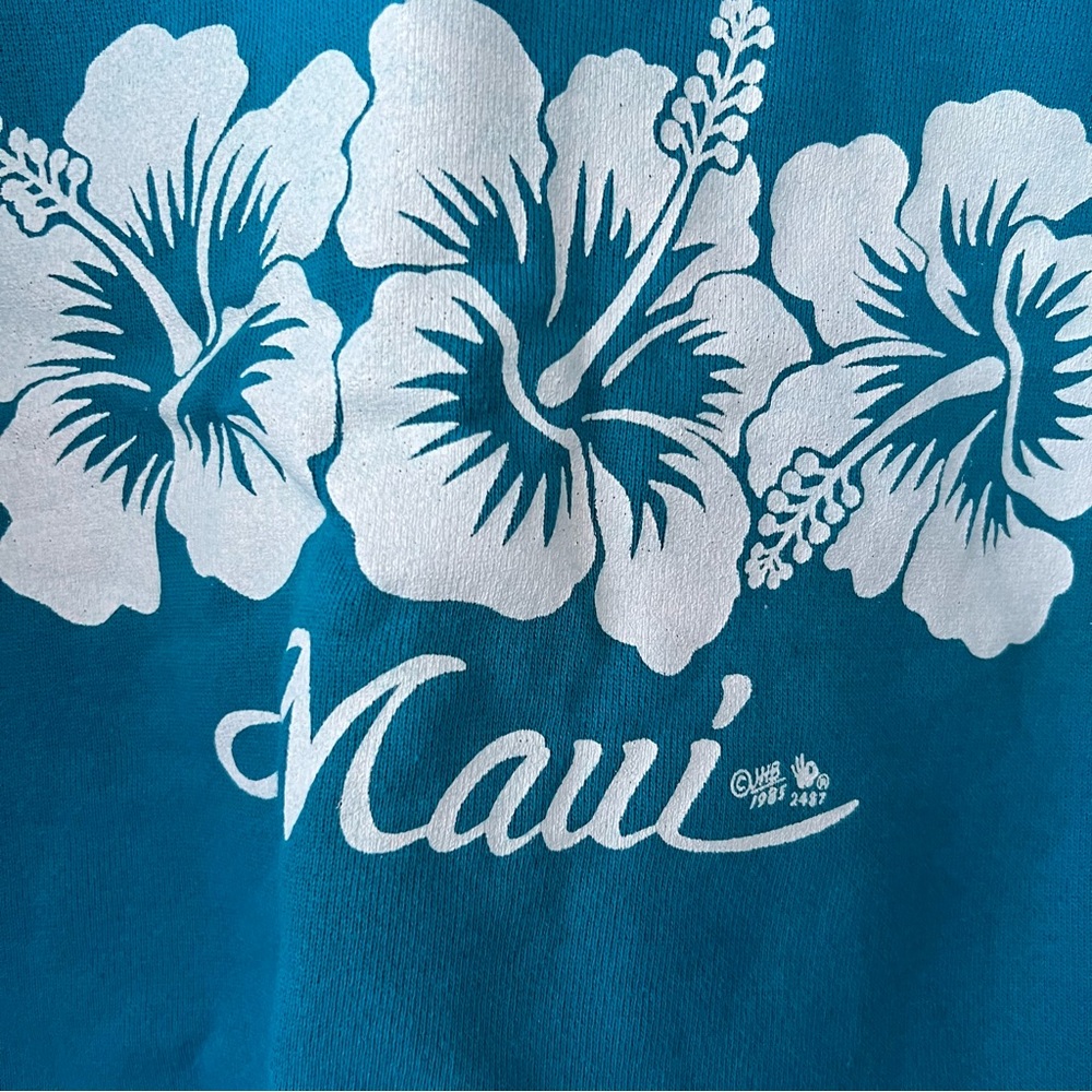 Vintage Hanes Maui Sweatshirt 80s Hibiscus Flower Pullover - Picture 2 of 8